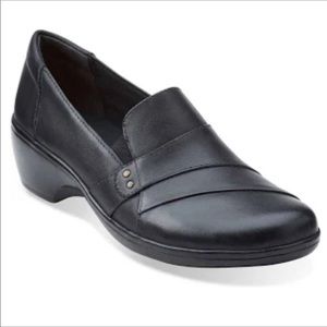 Clarks May Marigold Leather Slip On. Black. Sz. 10